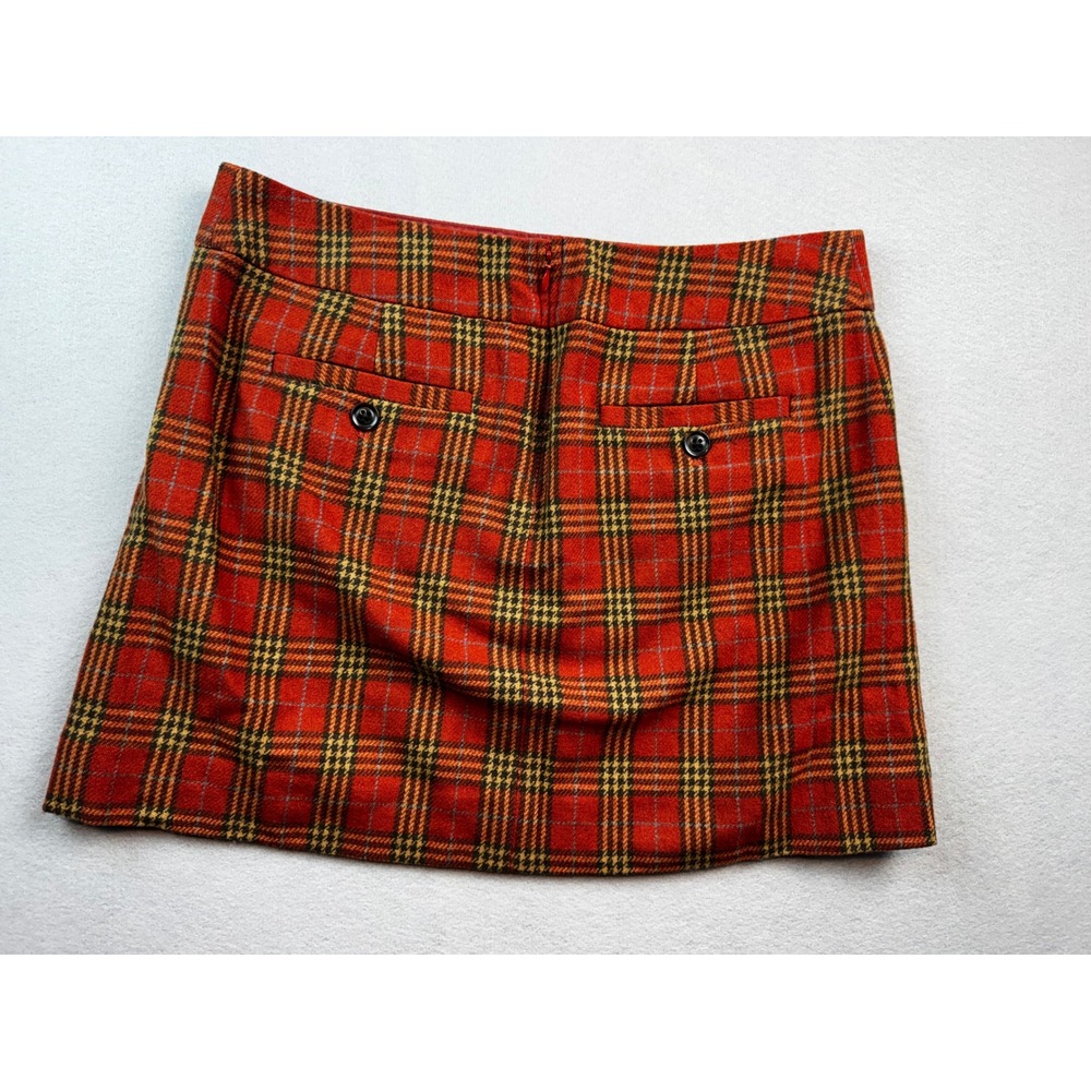 Gap Womens Red Plaid Wool Blend Mini Skirt Size 10 Button Front Lined Preppy